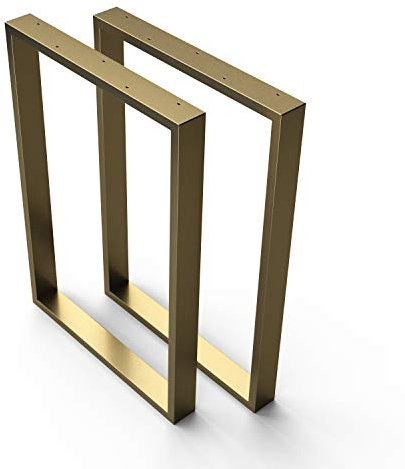 sossai® Design Pied de Table en Profilés d'Acier TKK1| 2 pièces | Armature de Table | Largeur 50 cm x Hauteur 72 cm | Couleur : Or/Laiton | acier de haute qualité