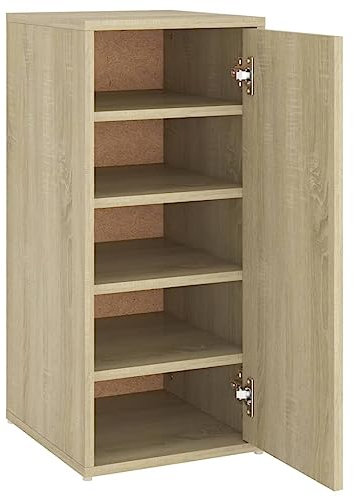 vidaXL Schuhschrank mit 5 Fächern Schuhregal Schuhablage Schuhständer Wandregal Hängeschrank Schuhaufbewahrung Sonoma-Eiche 32x35x70cm Holzwerkstoff