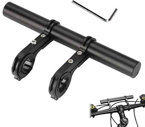 AOYNBWFKSJP Fahrradlenker Erweiterung Aluminiumlegierung Verlängerung Halter Extender 20cm mit Schraubendreher für Mountainbike Fahrrad, Handy, Taschenlampe, Licht (Schwarz)