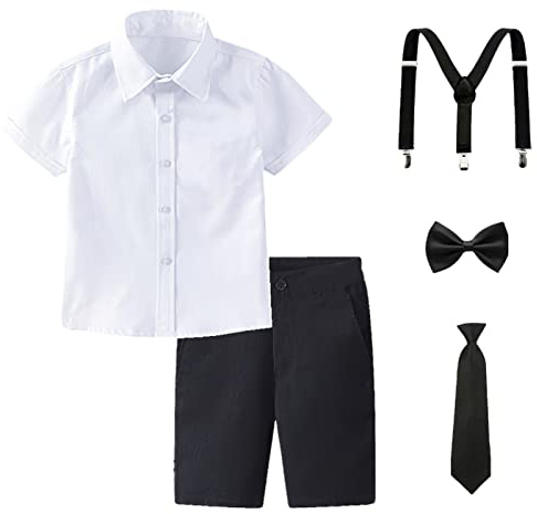 amropi Ragazzi Completini e Coordinati Bambino a Maniche Corte Camicie e Pantaloni e Cravatta per 3-12 Anni