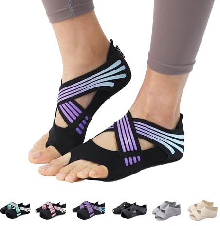 ABIRAM Yoga Socken für Frauen rutschfeste Zehe rutschfeste Griff Socken für Pilates Barre Ballet Bikram Workout