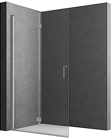 WOWINNE Walk in Duschwand 120x195cm Doppel Faltbar Walk-in Duschabtrennung Walk in Dusche 6mm ESG Nano Glas