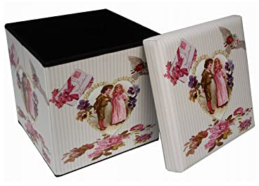 Biscottini Sitzsack für Kinder und Erwachsene, 33 x 33 x 33 cm, wiederverschließbare Aufbewahrungsboxen mit Deckel | Sitzsack quadratisch mit Dekor