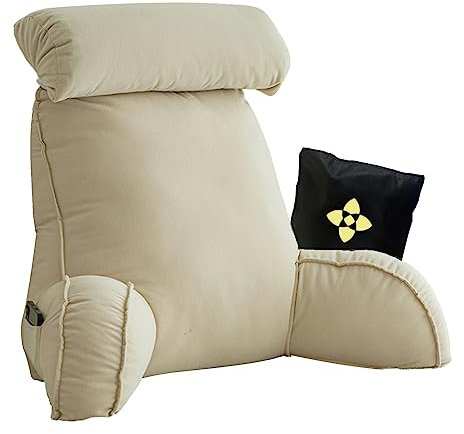 CCTSA Ergonomisches Bett Kissen Rückenkissen,Extragroßes Lesekissen mit Armlehnen und Abnehmbarem Nacken,Lesekissen für Bett und Sofa,Bettruhekissen zum Spielen,Lesen,Fernsehen,75cm x 40cm x 58cm