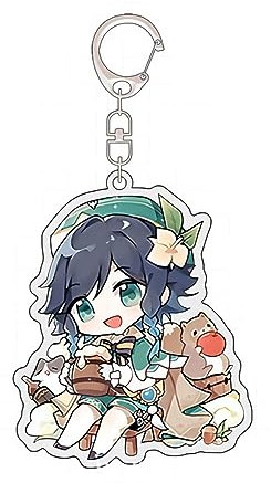 Genshin Impact Porte - Clés Pendentif Anime Genshin Chibi Figurine Fanzine Acrylique Porte - Clés Sac Clé De Voiture Accessoires (Venti)