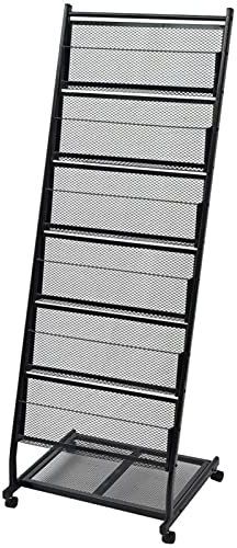 Homgoday Zeitungsständer 47,5 x 43 x 133 cm, schwarz, A4, platzsparend, Outdoor-Möbel für Balkon, Wohnzimmer, Büro, Schlafzimmer, Badezimmer