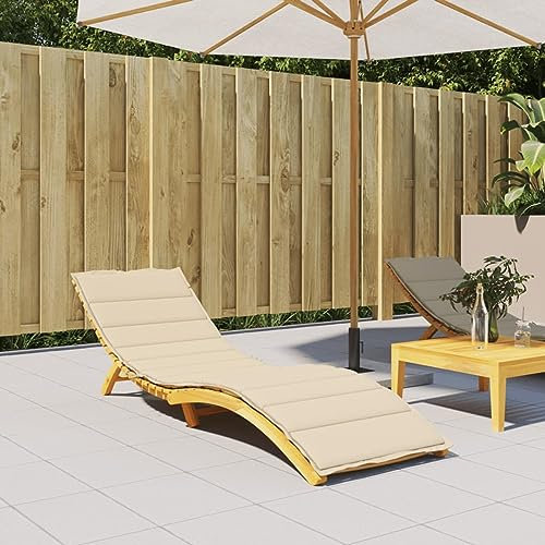 JUNZAI Sonnenliegen-Auflage, Gartenliege, Liegestuhl, Sonnenstuhl, Sonneninsel Outdoor, Liegen, Gartenmöbel, Bäderliege, Relaxliege,Beige 200x50x3 cm Stoff