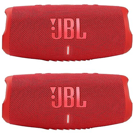 JBL Charge 5 - Enceinte Bluetooth portable étanche - Rouge/rouge (paire)