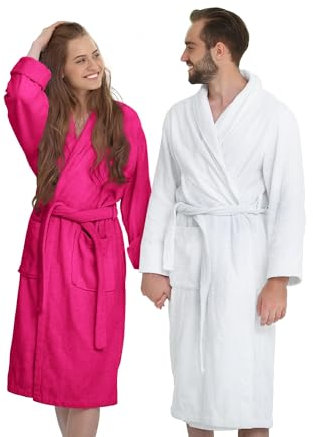 Banzaii Accappatoio Adulto in Spugna Super Assorbente, 100% Cotone di Alta Qualità Ultra Morbido, Accappatoio con Cappuccio Unisex Uomo e Donna | Taglia M Fuxia