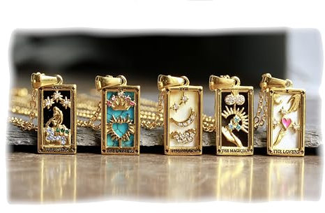 Tarotkarten Kette Emaille mit vergoldetem Edelstahl als mystisches und spirituelles Geschenk