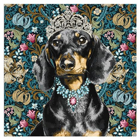 Stoff am Stück Stoff Kissen Panel Polyester Baumwolle Gobelin blau Dackel 50 x 50 cm