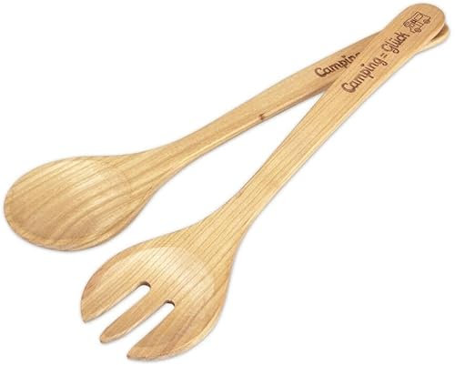 STÄDTER Salatbesteck Wohnmobil - Camping-Glück - 2-Teilig aus Kirschholz in der Holzfarbe, Länge: 35 cm, 800168
