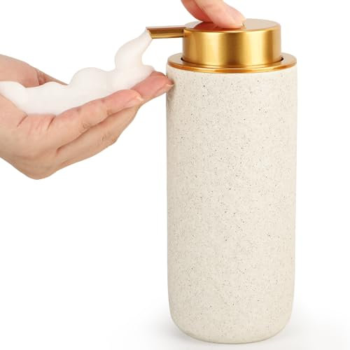Segbeauty Distributeur Shampoing, 500ml Distributeur Savon Mousse, Distributeur Savon Blanc en Céramique, Flacon Mousseur Vide pour Salle de Bain et Cuisine