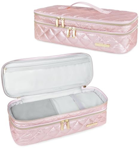Travel Carrying Case for Hair Dryer Shark Flexstyle Dyson Airwrap, Double-Layer Hair Accessories Tools Storage Case for Revlon One-Step, Shockproof Protection Organizer Travel Carrier Bag, Pink