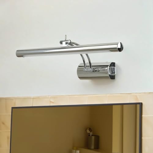 Licht-Erlebnisse LED Spiegelleuchte Chrom IP44 mit Schalter schwenkbar 4000 K B: 40 cm Metall Wandlampe Spiegel Bad Badezimmerleuchte Wand