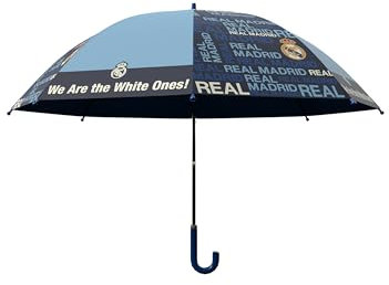 CYPBRANDS Real Madrid Automatischer Regenschirm für Jungen und Mädchen, mehrfarbig, offizielles Produkt, blau