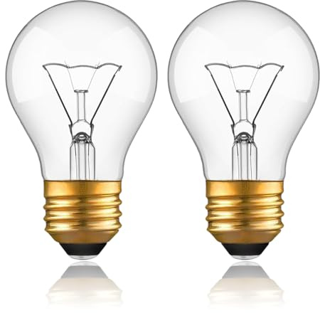 WokHok Appliance Oven Light Bulb, High Temp 300 °C Resistant,(2 Pack) A15/E26/120V/40 Watt Appliance Replacement Bulb for Refrigerator Over Stove Microwave Range Hood,Warm White