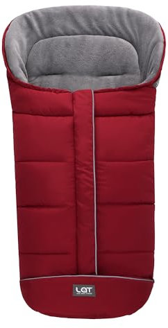 LAT Universelle Fußsack für Kinderwagen, Baby Winterfußsack Kinderwagen, Wasserdicht und Winddicht, Kapuze mit Kordelzug Universal Fußsack für Babyschale Buggy (A, Rot)