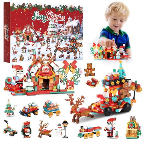 LINROMIA Adventskalender 2025 Kinder, Weihnachtskalender mit 24 Bausteine Spielset Spielzeug Adventskalender, Weihnachtsgeschenke für Kinder Jungen Mädchen ab 3 Jahren
