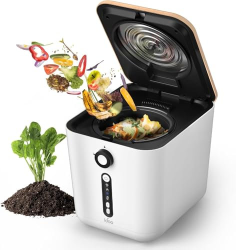 iDOO Compost Bin, Odourless Electric Composter, House Plants Compost Bins for Convert Food into Pre-compost, Waste Disposal System Use for Kitchen, Garden & Outdoor - 3L - Auto-Clean Cycle