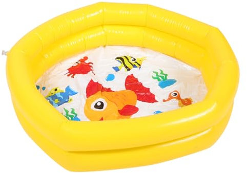 ORFOFE Piscine Gonflable pour Bébé Jaune Pataugeoire Ronde en PVC Matelas à Eau Pliable Jouet D'été pour Garçon Et Filles Piscine Familiale Jeux Aquatiques à La Maison