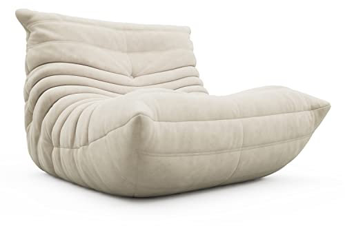 Mid Century Boden-Sofa, Kaminstuhl, weich, Lounge, faules Sofa, Akzentstuhl für Wohnzimmer, Schlafzimmer, Büro (Wildleder, Antik-Optik