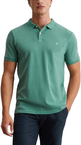 Marc OߴPolo Herren Kurzarm-Poloshirt mit Knopfleiste Shaped Fit, Grün (Eucalyptus), XXL