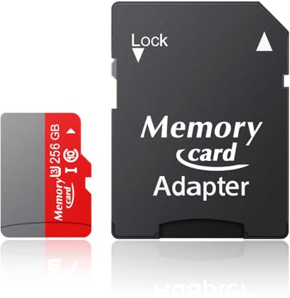 256GB Ultra Memory Card With Adapter - Up to 100 MB/s, Class 10 TF Card for Smartphone, Camera, Tablets, Dash Cam, Drone