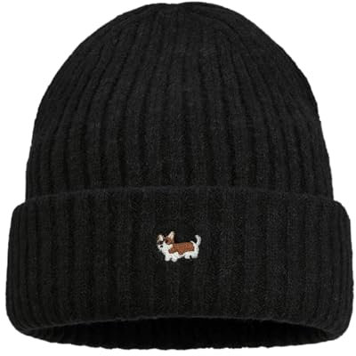 CLAPE Beanie Mütze Herren Stickerei Skimütze Schwarz Damen Strickmütze Warme Cap Unisex Black KHWM2409