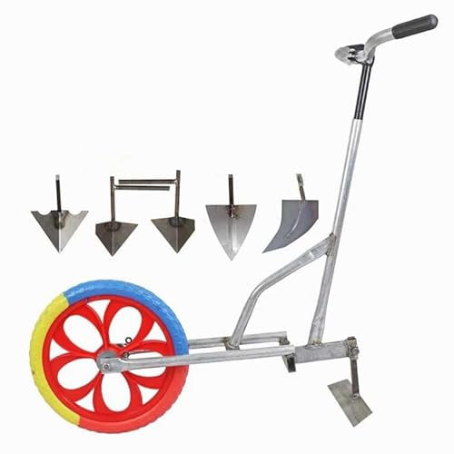 HNSYPX 3 en 1 Motoculteur Pas Besoin De Se Pencher Ajustable,Houe De Jardin Multifonction Portable,Motoculteurs Poussoir à Main Multi-Accessoire pour Le Jardin Creuser、Desserrer、Rouler