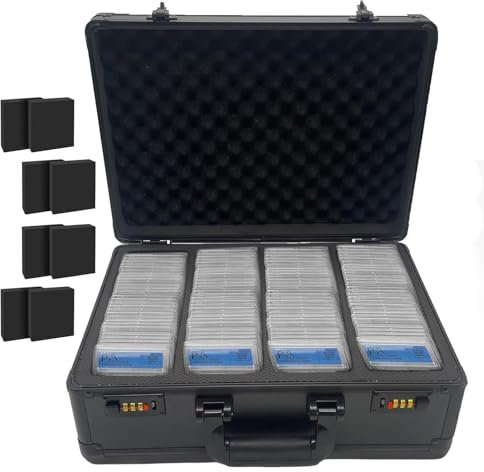 WUDLEP Graded Card Storage Box, Trading Card Storage Box with Dividers, Card Case for PSA Card, Sports Card, MTG Card, Slab Case, Card Holder with Lock, 4 Row, 8 Pack Dividers