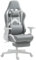 HOMCOM Silla Gaming Silla Gamer Reclinable con Altura Ajustable Reposapiés Retráctil Soporte Lumbar y Reposacabezas Desmontable Silla para Oficina Estudio Gris Claro y Blanco