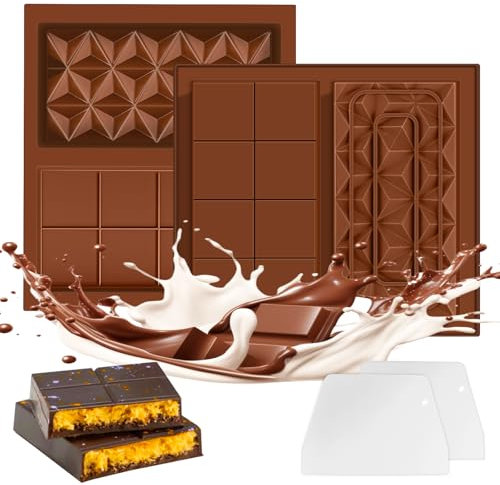 2 Pièces Moule Tablette Chocolat Dubai, Moule à Chocolat en Silicone, 2-en-1 moule Silicone Chocolat Profond Antiadhésif