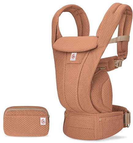 Ergobaby Omni Deluxe All-in-One Babytrage für Neugeborene ab Geburt bis 20kg, Ergonomische 4-Positionen Mesh Babytrage Rückentrage Baby-Tragetasche, Canyon Clay