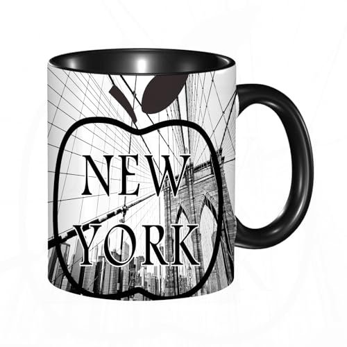 HRRASFAZF Tazza Caffe Latte Te in Ceramica,330 Ml,Tazza Divertente e Originale per Gli,tazza regalo,Cityscape NYC Big I Love New York City Copricuscini VThrow con cerniera