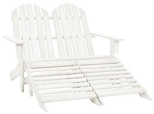 Generisch Adirondack-Gartenbank 2-Sitzer mit Fußteil Tannenholz Weiß,jiangboyue-315909