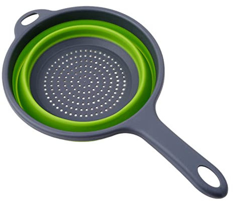 ETZRYSYB Cesta coladora para fregadero, 1 unidad, plegable, de silicona, plástico, escurridor de frutas, verduras, escurridor plegable con asa, herramienta de cocina (verde)