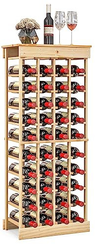 RELAX4LIFE Cantinetta Portabottiglie per 40 Bottiglie, in Legno di Pino Massello, Design Elegante e Minimalista, Facile da Montare e Personalizzare, 113 x 47 x 28 cm (Senza Traversa)
