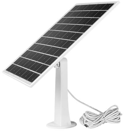 Panel Solar Para Cámara,Placa Solar Para Cámaras Con Soporte Ajustable 360 Grados | Accesorios Impermeables IP66 y Cargador Portátil Para Exteriores, Jardín y Terraza