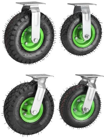 Schwerlastrollen 215mm Lenkrollen,250 x 90 mm Satz Mit 4 Schwerlast Rollen,Inklusive 2 x 360°Schwenkbare Transportrollen,Geräuscharme Lufträder Auf Stahlfelgen Mit Stoßdämpfung,Für Trolleys