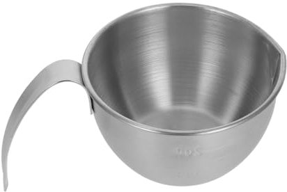 MUCKLILY Small Stainless Steel Mixing Bowl with Handle Measuring Cup for Baking and Cooking Design with Measurement Marks for Batters and Sauces Silver Finish