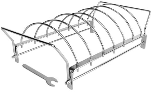 Llanto De Costillas No Encendido - Escurridor De Parrilla De Acero Inoxidable De Seis Ranuras - Accesorio Para Fumador Soporte De Soporte Para Asado De Alimentos Plegable Para De De Bac