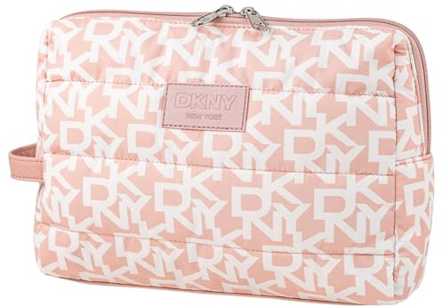 DKNY - Kulturbeutel Reise Damen Herren Wasserdicht Groß Hängend mit Fächern Waschtasche Organisator für Kosmetik und Hygieneartikel, Pudriges Rosa