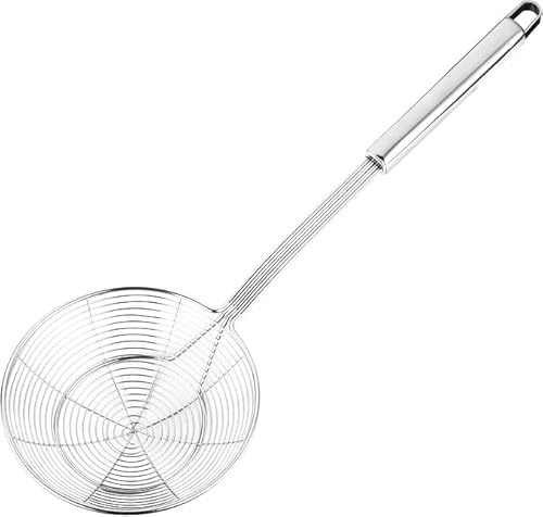Heavy Duty Stainless Steel Skimmer Chinese/Indian Strainer Ladle Frying Chips (20cm)