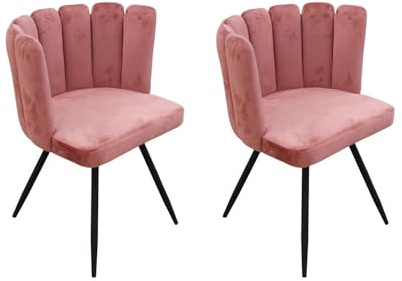 Deconation Lot De 2 Chaises Ariel Revêtement en Velours - Rose - Fauteuil Design