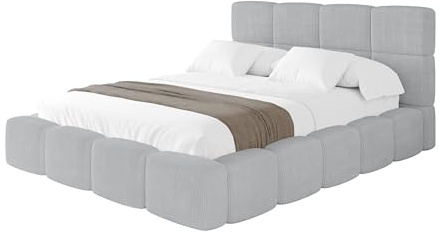 ALTDECOR Polsterbett mit Bettkasten und Lattenrost, Bett mit Kopfteil, Boxbett ohne Matratze, Doppelbett mit Stauraum - NATA 140x200 Grau