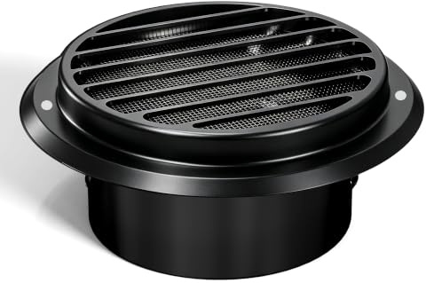 Aygrochy Grille d'Aération Ronde 150mm Inox 304 Noir Extérieur | Grille de ventilation, Anti-rouille, moustiquaire intégrée, résistant intempéries, installation facile, idéal hotte et VMC