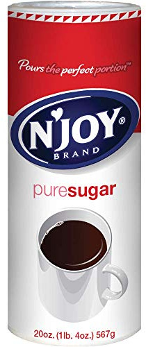 N'Joy Pure Sugar, Pack of 6 Canisters with EZ-Open Pour Spout (20 oz each)