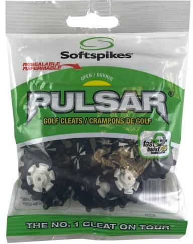 SOFTSPIKES Pulsar Golf Cleats Fast Twist 3.0-18 Count Clamshell, Black