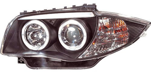 AUTO-STYLE Satz Scheinwerfer kompatibel mit BMW 1er E81/E87 2004-2011 - Schwarz - inkl. Standlichtringen